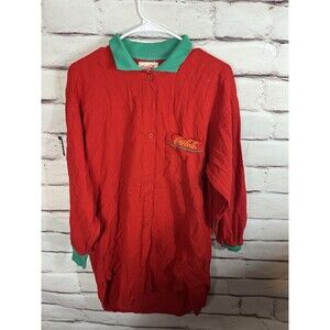 Vintage Coca-Cola Women's Size L  (BOM) Red/Green Button Up Night Gown Dress